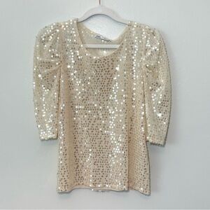 Zara Sequin Bubble Sleeve Top
